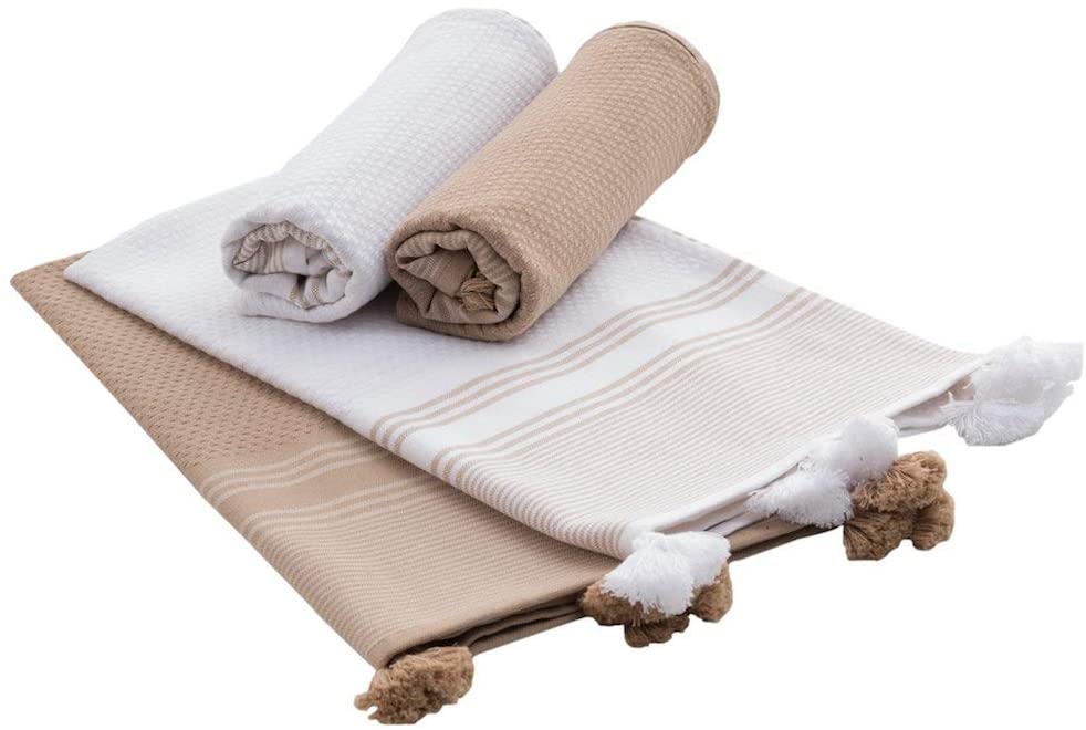 Terry Stripe Turkish Towels, Striped Gray Bath Towel, White Turkish Towel,  Beige Bath Turkish Cotton Peshtamal, Hammam Beach Towel 