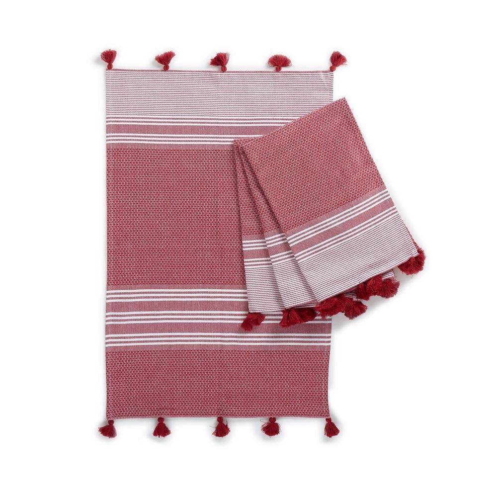 Kuprum Turkish Cotton Hand Towels Set of 4 Decorative Striped
