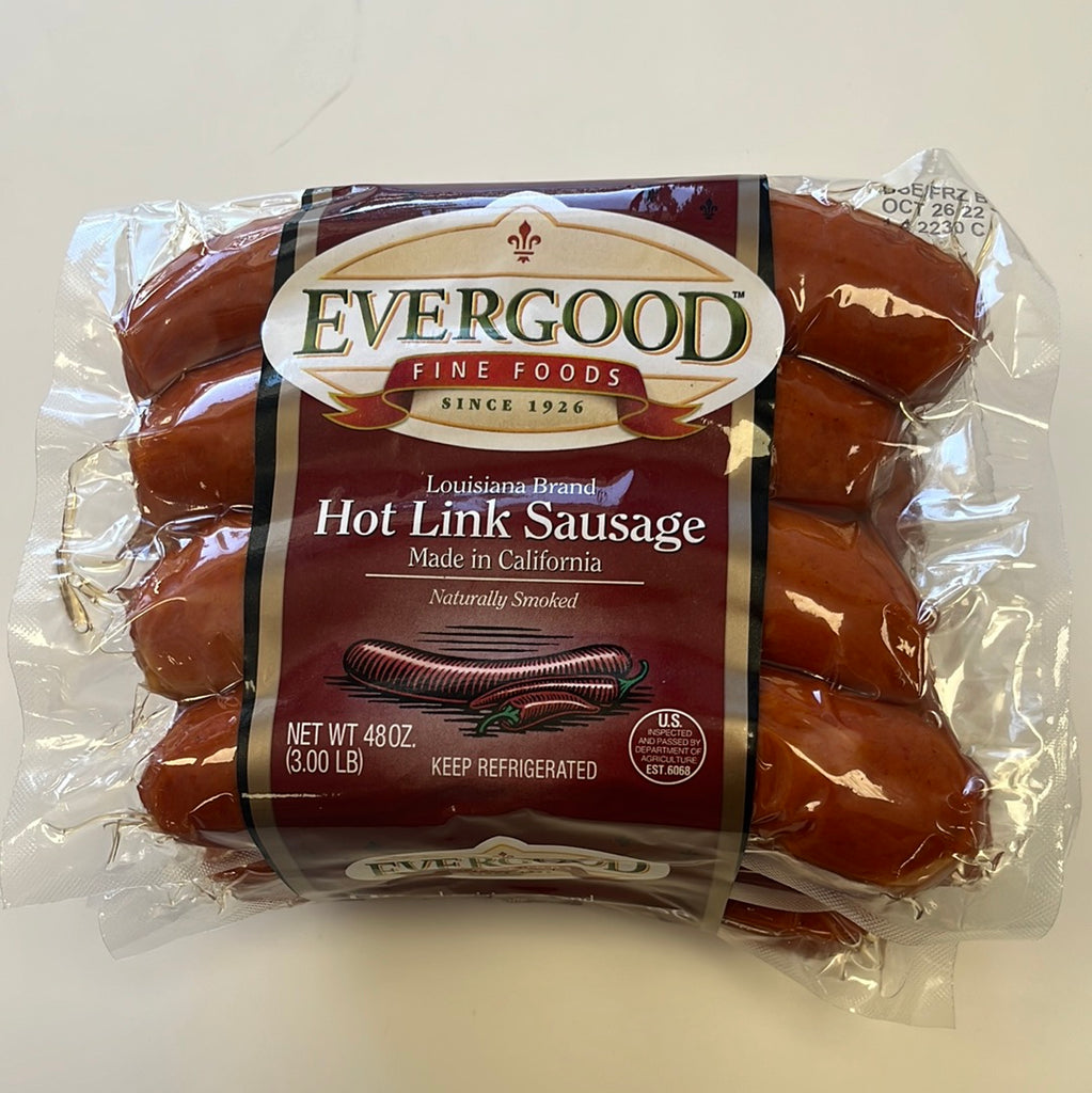 Evergood Louisiana Brand Hot Link Sausage, 12 Links, 3 lbs